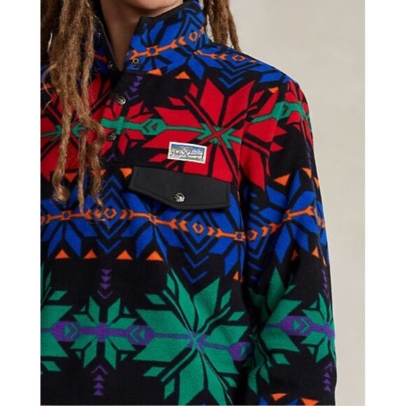 Polo Ralph Lauren XL Snowflake Brushed Fleece Snap Pullover NWT $248 - Picture 8 of 14